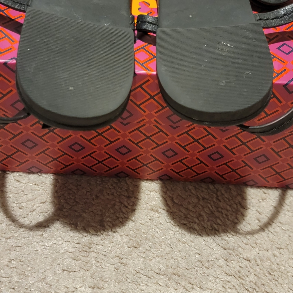 Tory Burch Dillan Black Leather Slingback Sandals Size 10.5 - Picture 9 of 12